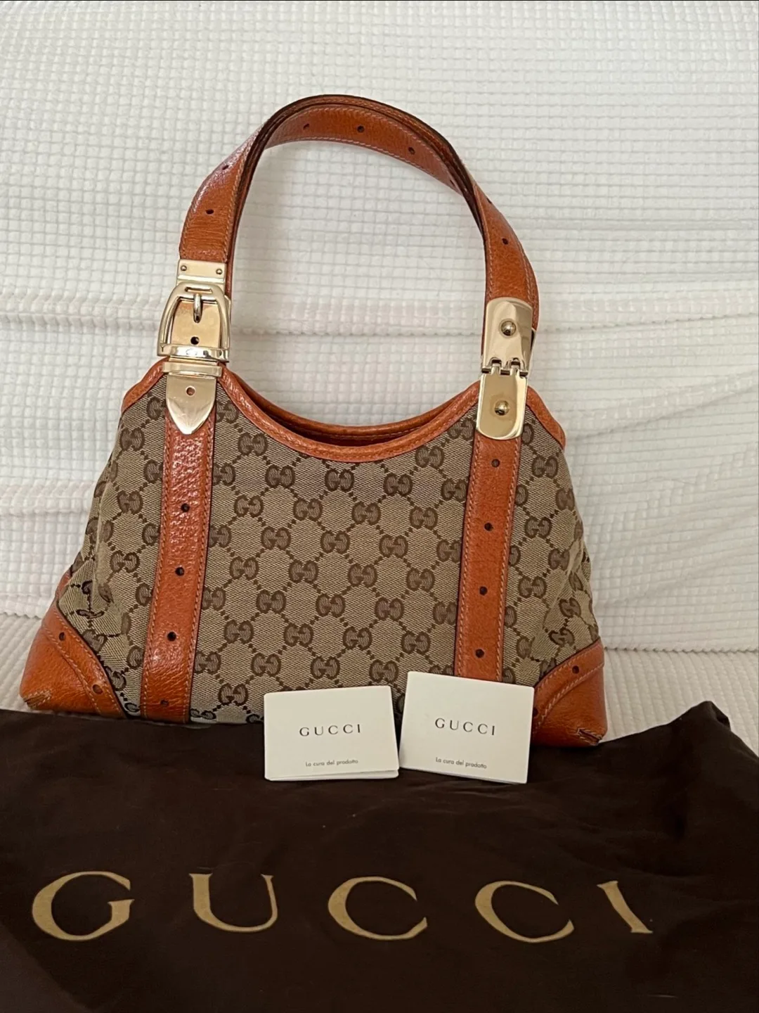 Gucci Horsebit GG Canvas and Leather Shoulder Bag thumbnail