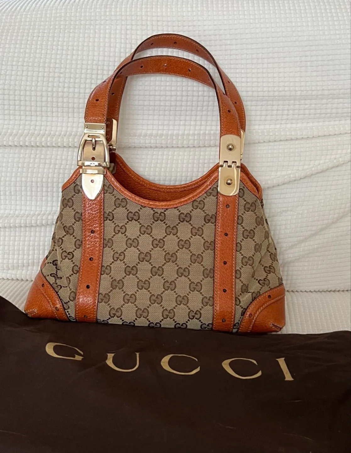 Gucci Horsebit GG Canvas and Leather Shoulder Bag image indicator(3)