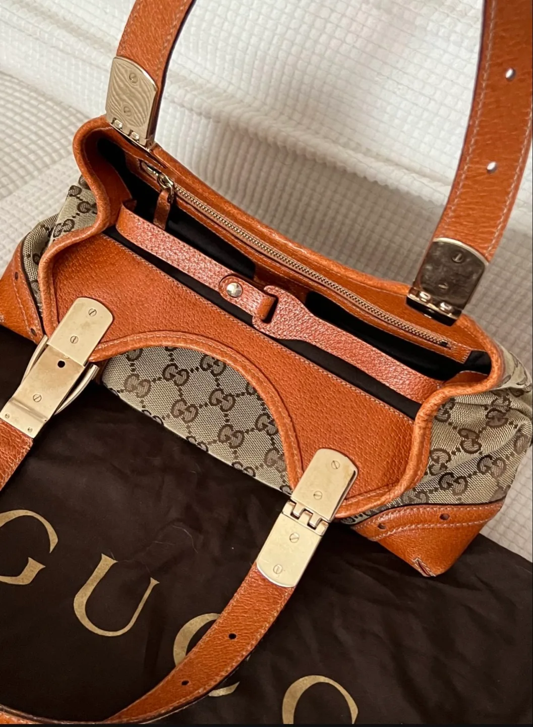 Gucci Horsebit GG Canvas and Leather Shoulder Bag image indicator(6)