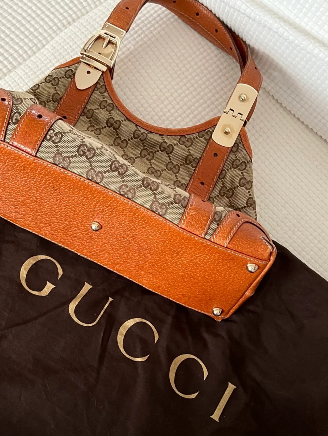 Gucci Horsebit GG Canvas and Leather Shoulder Bag image indicator(7)
