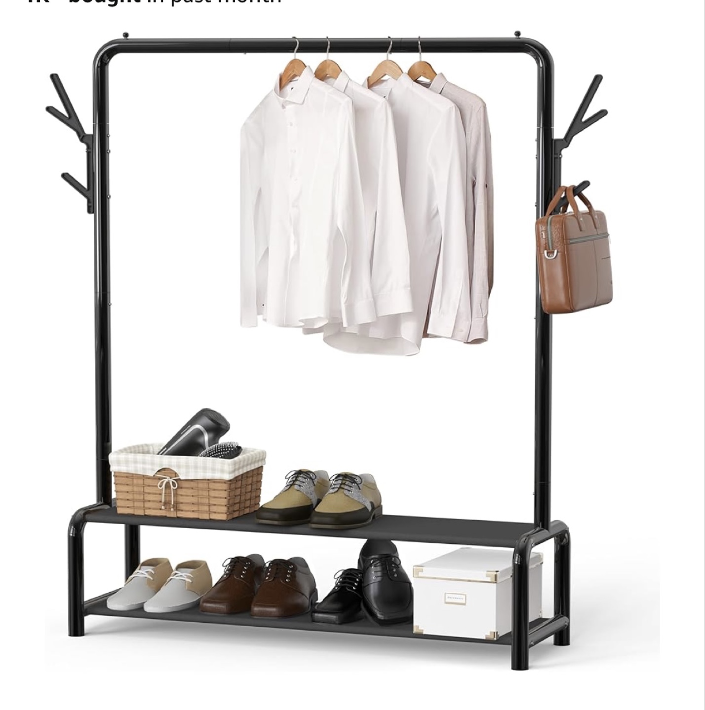 Black Metal Clothing Rack with Shoe Shelf