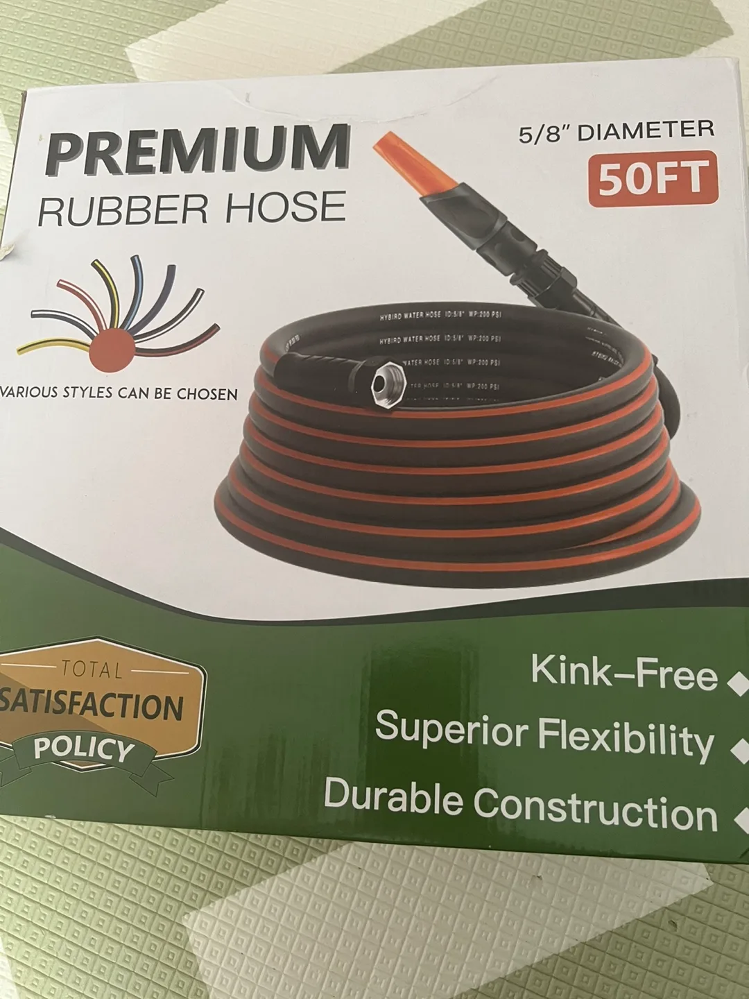 50ft Premium Rubber Kink-Free Hybrid Water Hose thumbnail