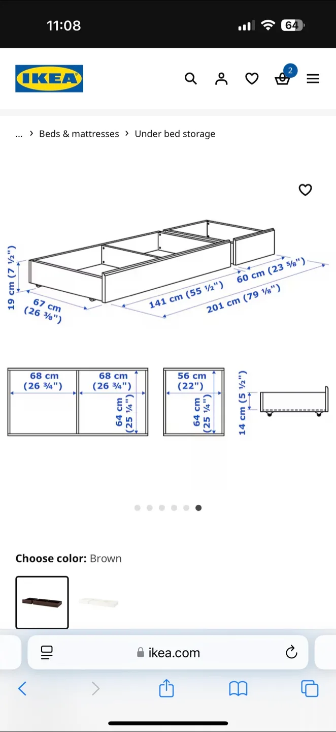 IKEA MALM Under Bed Storage Drawers - Brown image indicator(2)