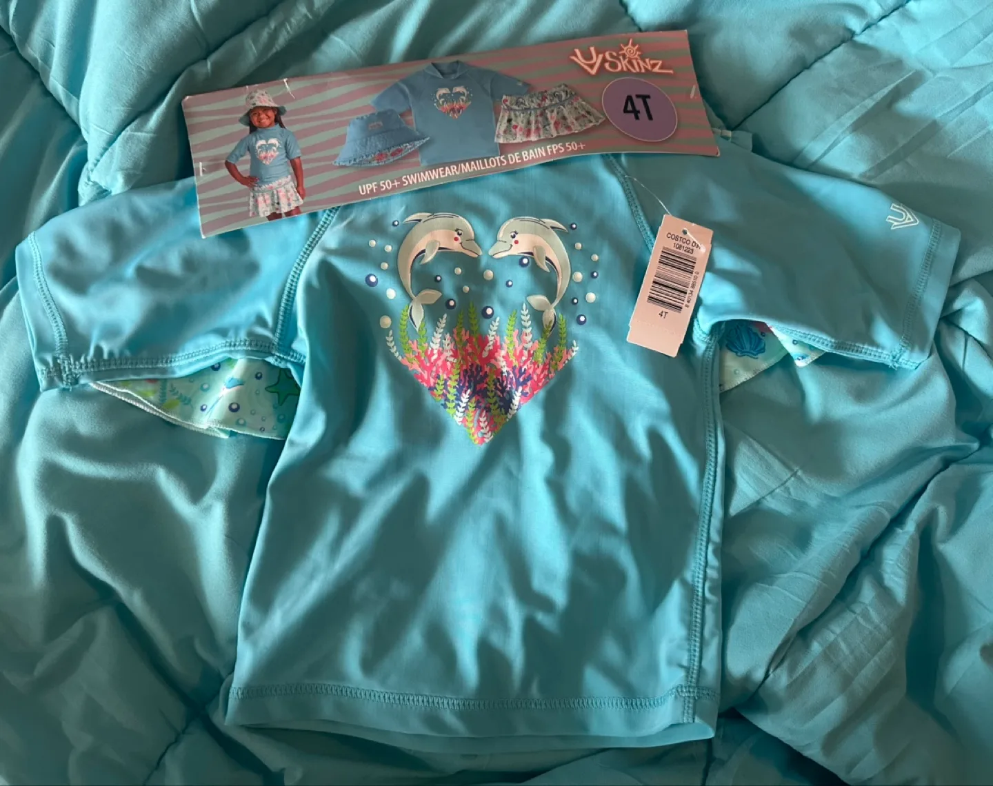 New Girls' Size 4T UPF 50+ Swimsuit Set image indicator(2)