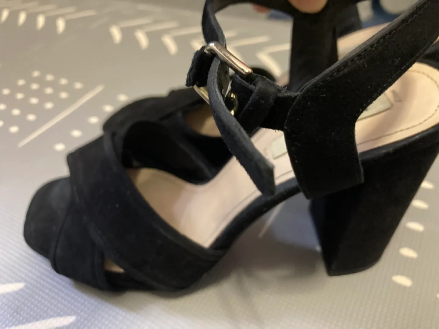 Black Suede Block Heel Sandals 👡 image indicator(2)