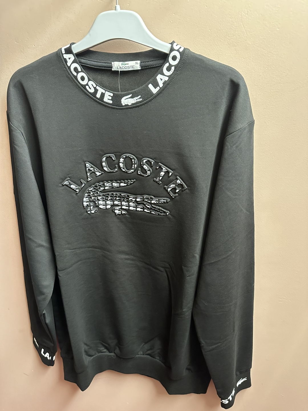 Lacoste Men's Black Embroidered Sweatshirt - Size XL