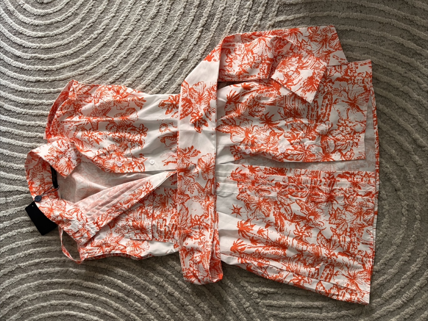 Tropical Floral Shirt Dress - Orange w tags Louis V inspo