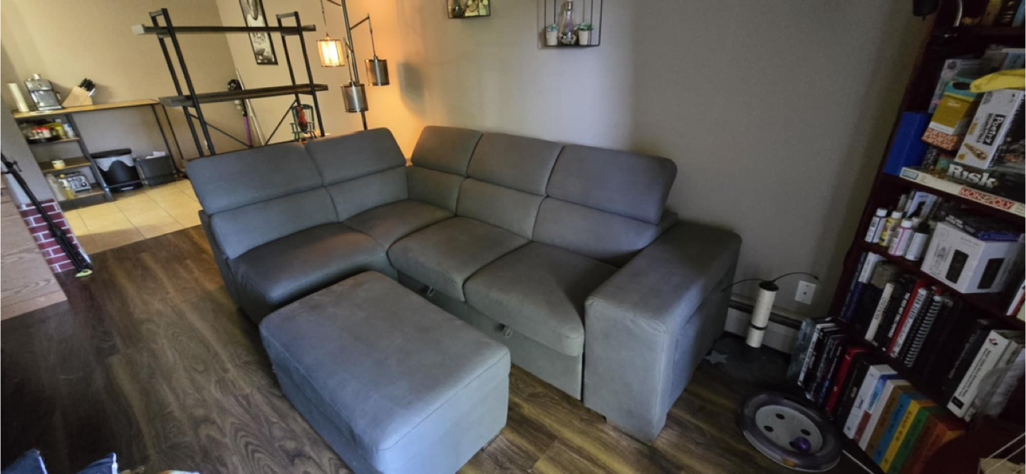 Grey Sectional Sofa with Ottoman - photo 2