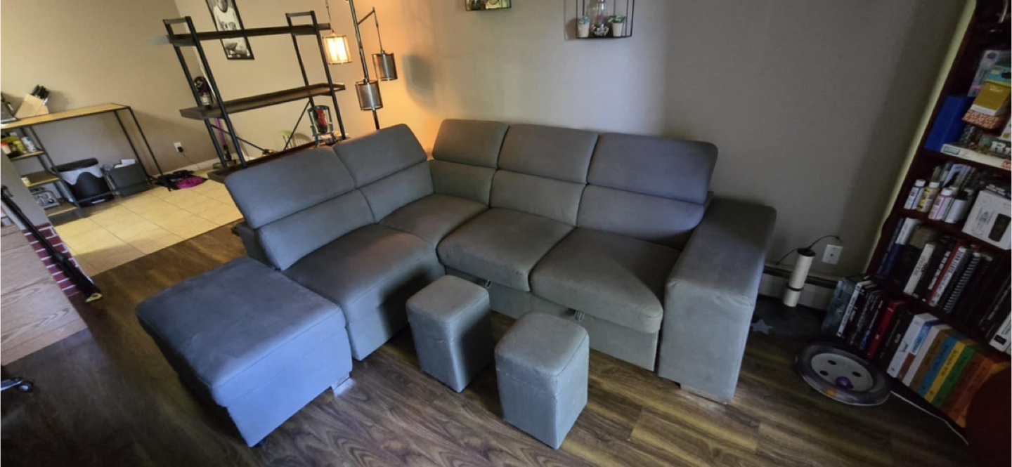 Grey Sectional Sofa with Ottoman