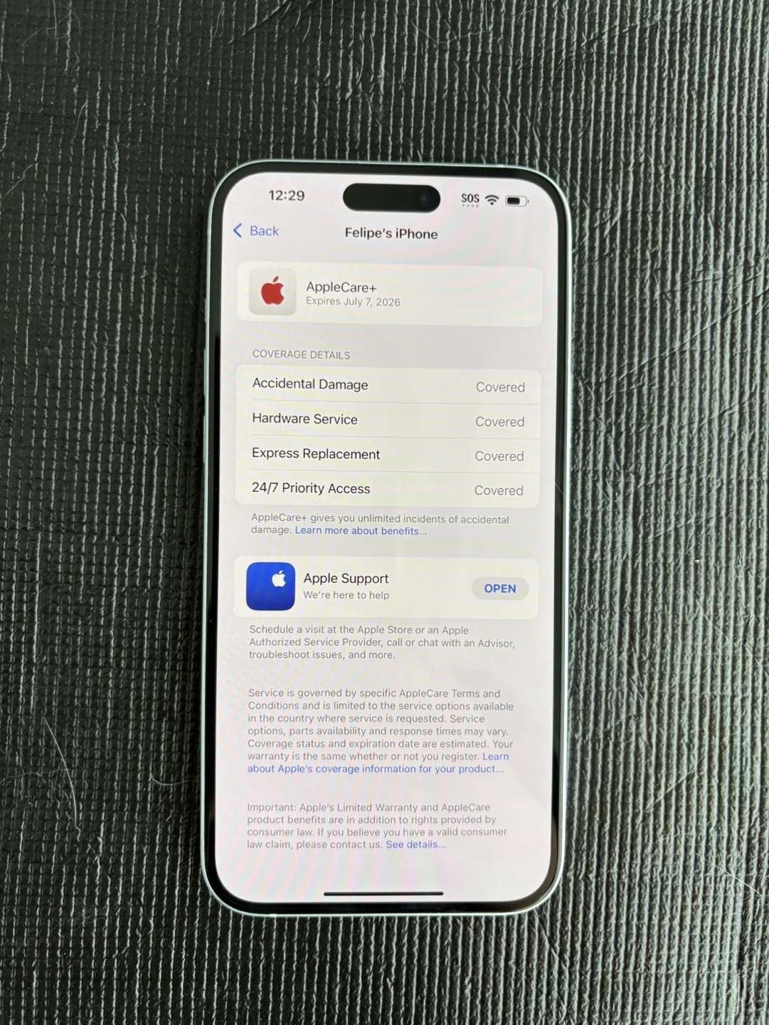 iPhone 15 Plus 128GB (Blue) – AppleCare+ 2026 – 96% Battery