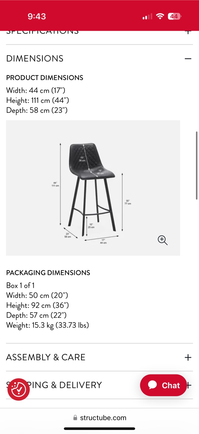 Mali Black Bar Stool - 76cm - photo 2