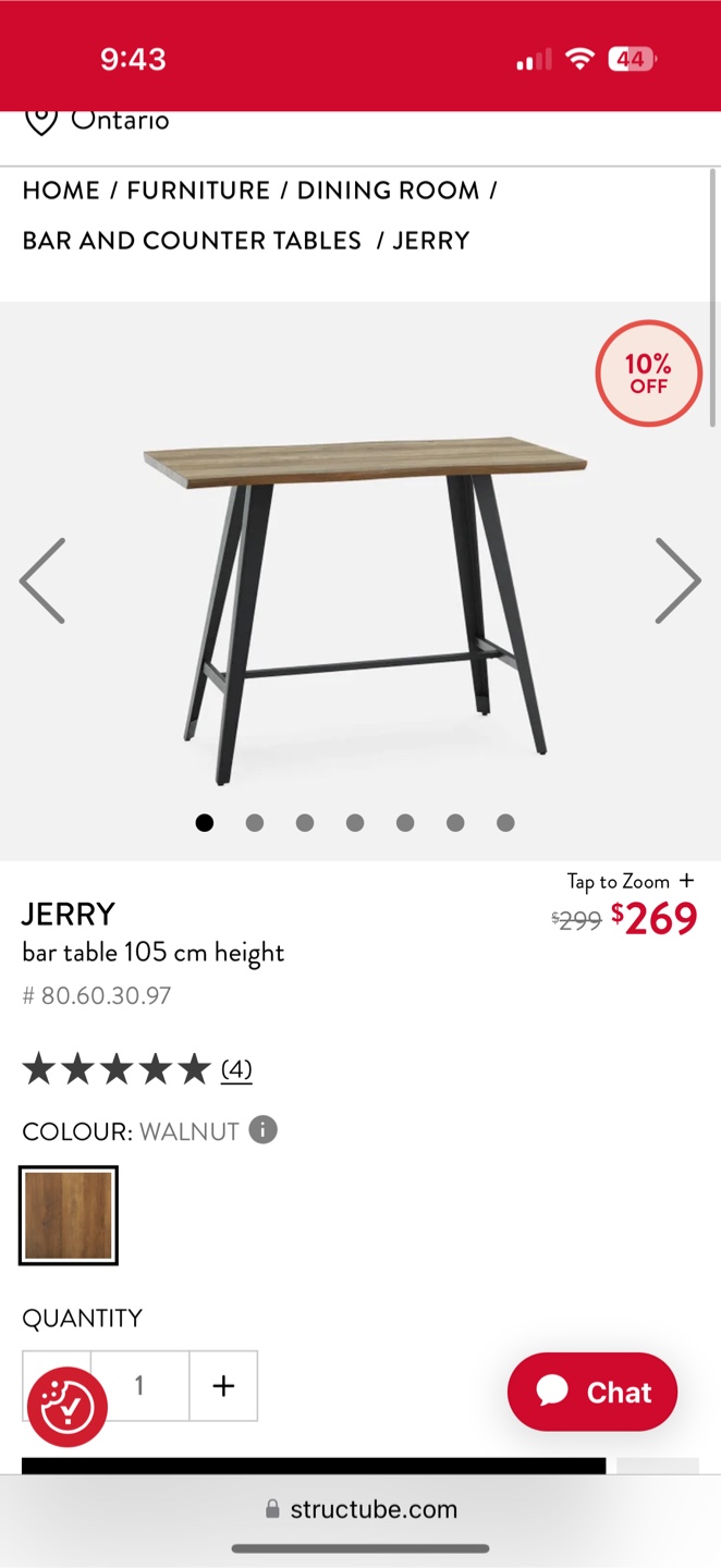 Structure Jerry Bar Table - 105cm