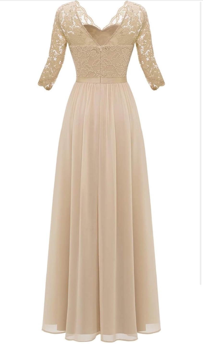 NEW! Elegant Champagne Lace Maxi Dress - photo 5