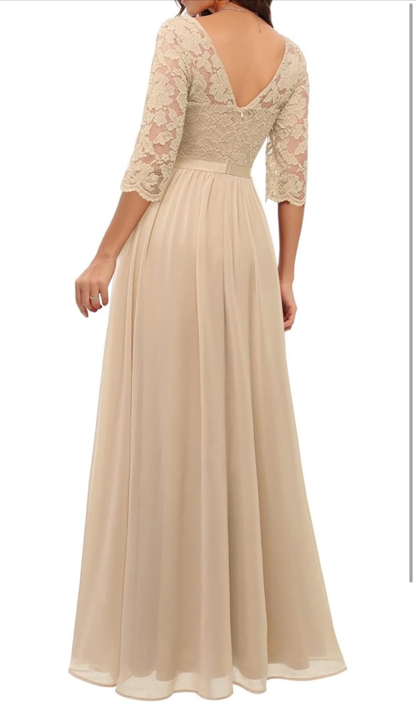 NEW! Elegant Champagne Lace Maxi Dress - photo 3