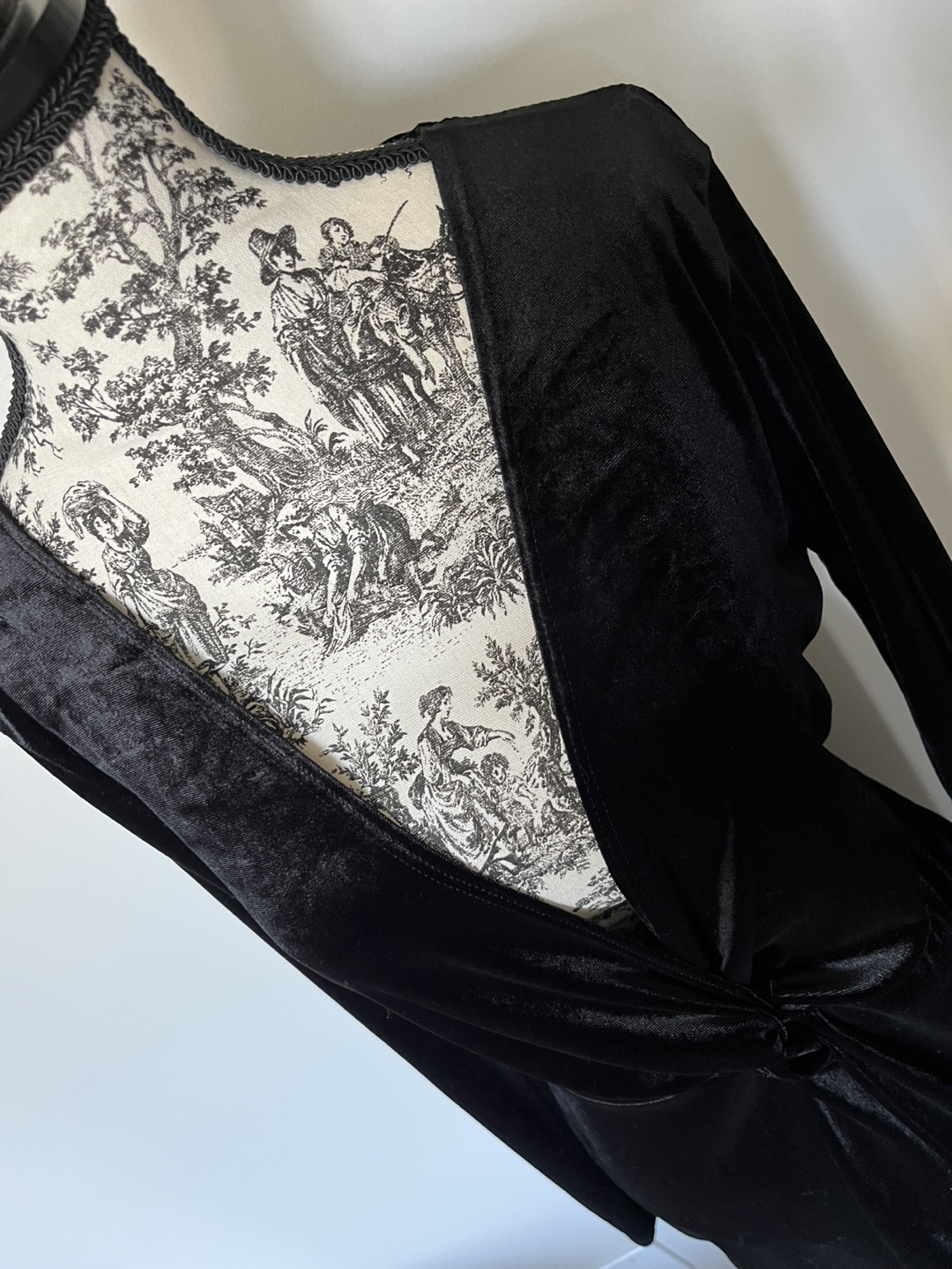 Black Velvet Mini Dress with Knot Detail - photo 3