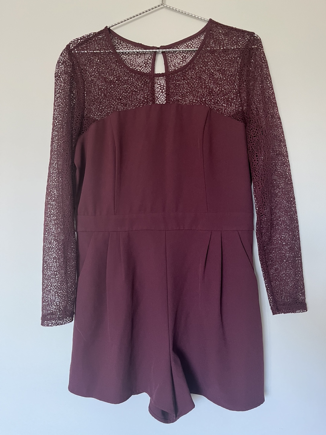 Burgundy Lace Detail Jumpsuit