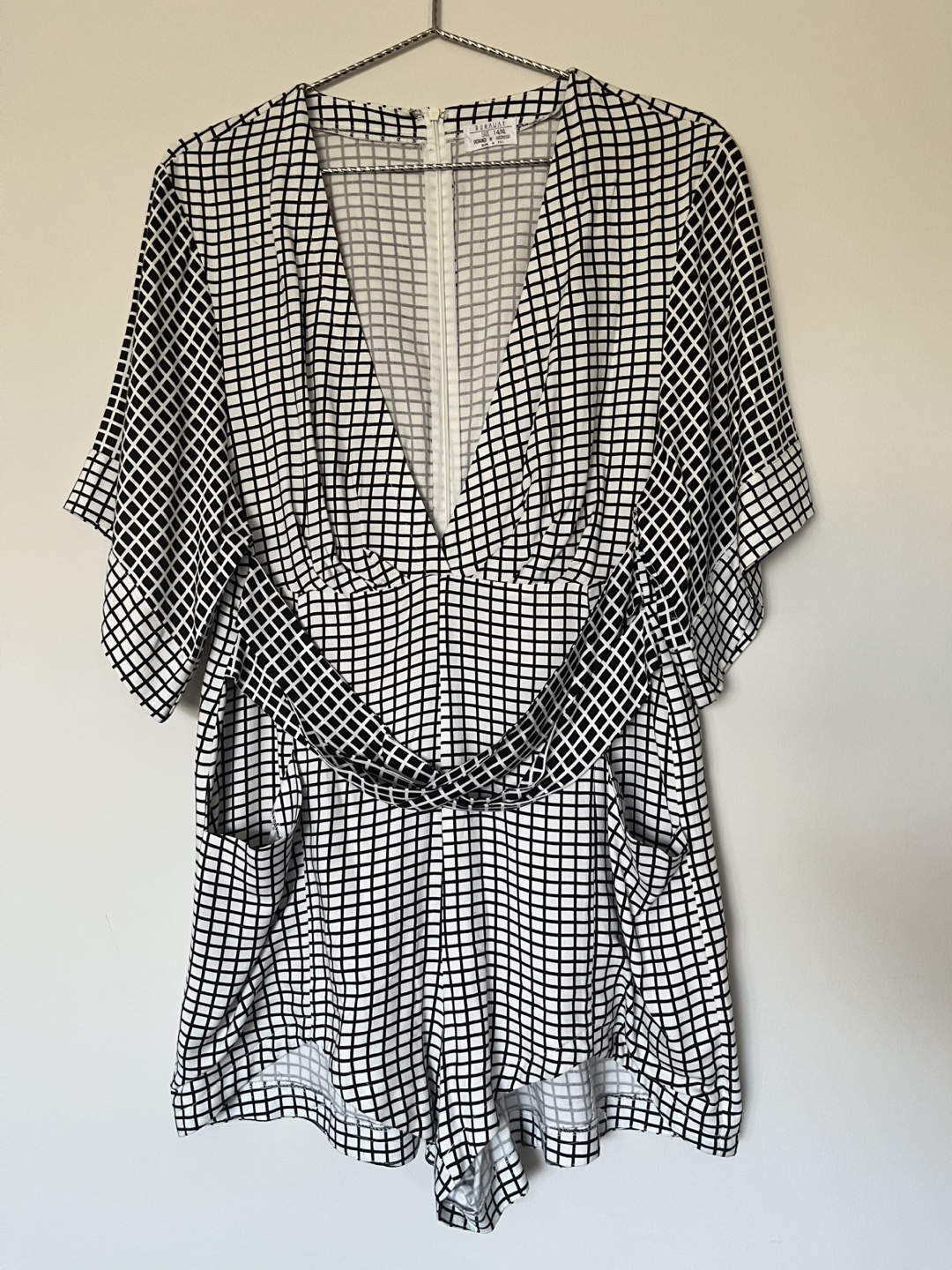 Black and White Checked Romper