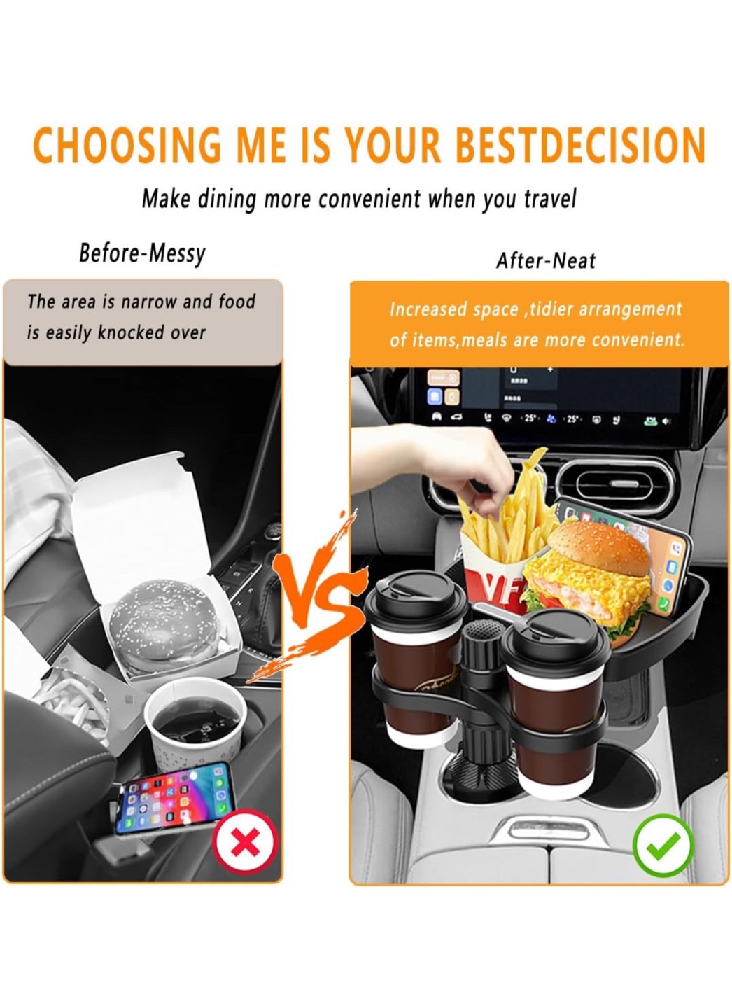 Car Tray with Cup Holders & Phone Stand - photo 2