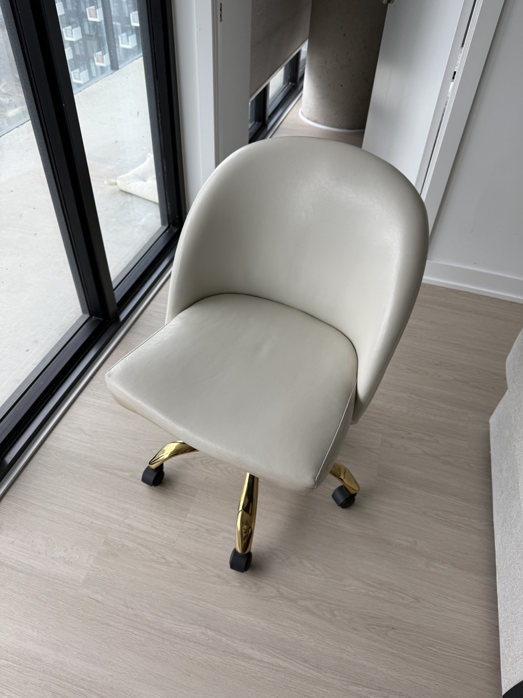 Off-White Desk Chair with Gold Base - photo 3