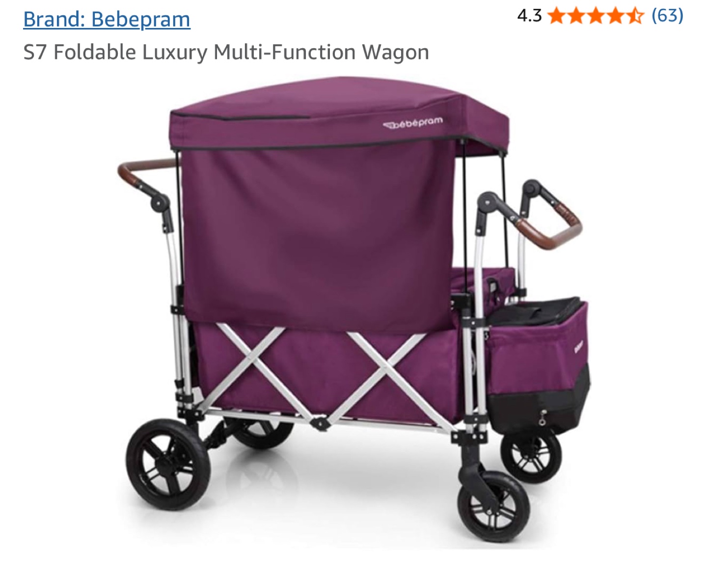 Bebeprom S7 Foldable Luxury Multi-Function Wagon - Purple