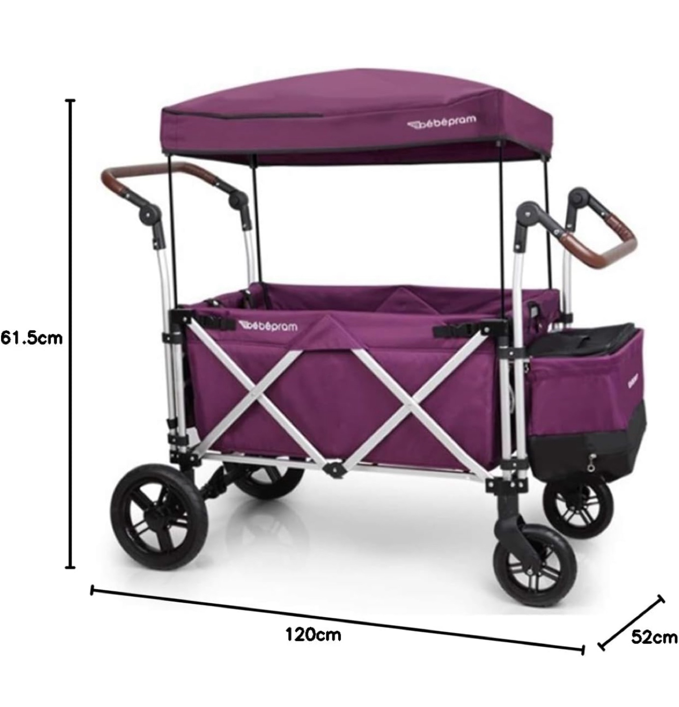 Bebeprom S7 Foldable Luxury Multi-Function Wagon - Purple - photo 3