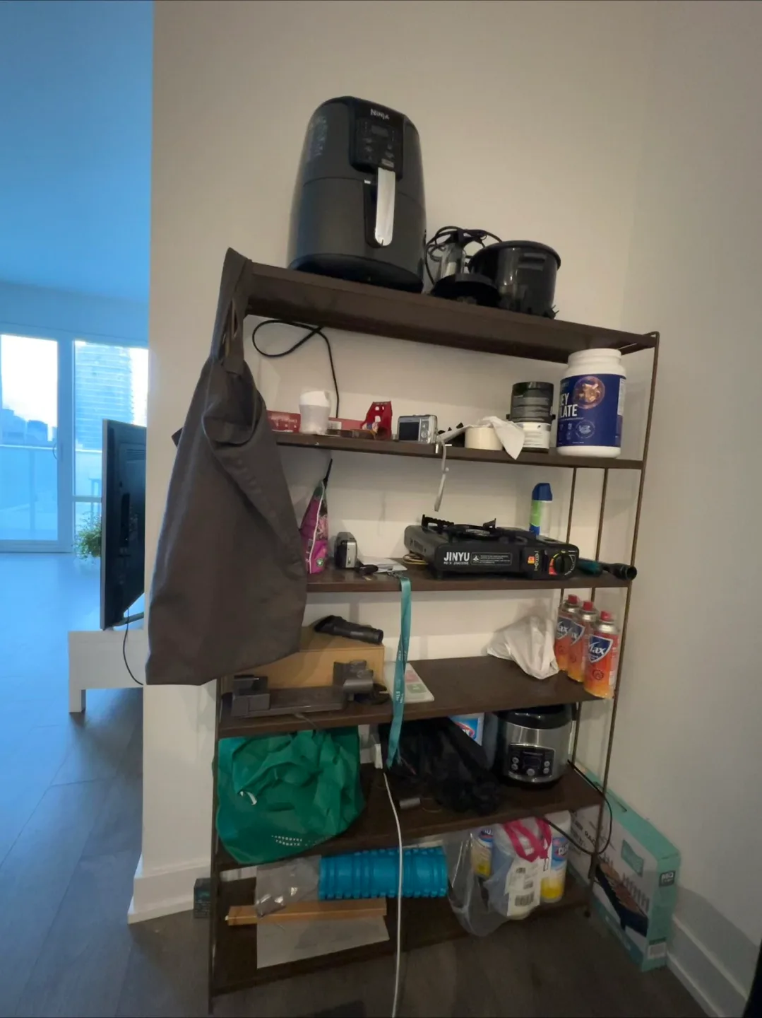 Brown Metal Shelving Unit