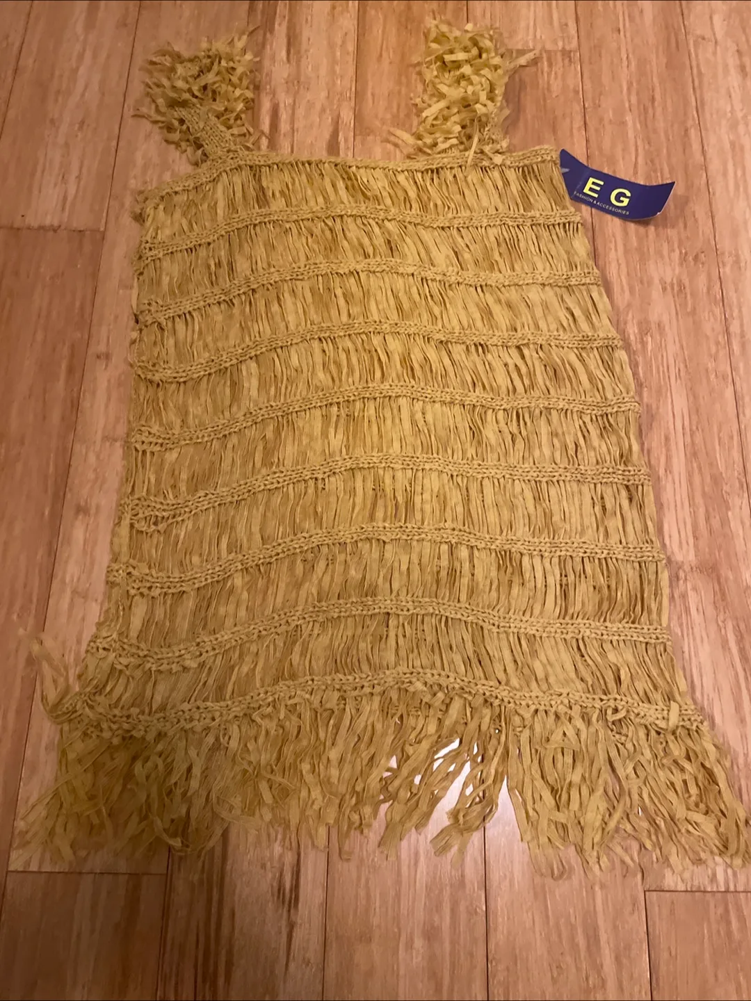 Mustard Yellow Fringe Knit Tank Top thumbnail