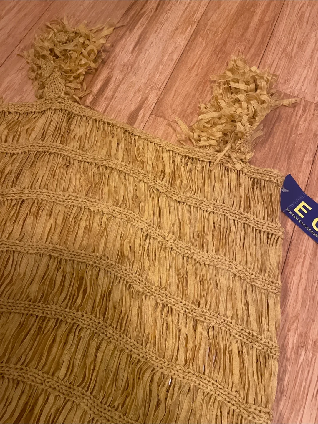 Mustard Yellow Fringe Knit Tank Top image indicator(2)