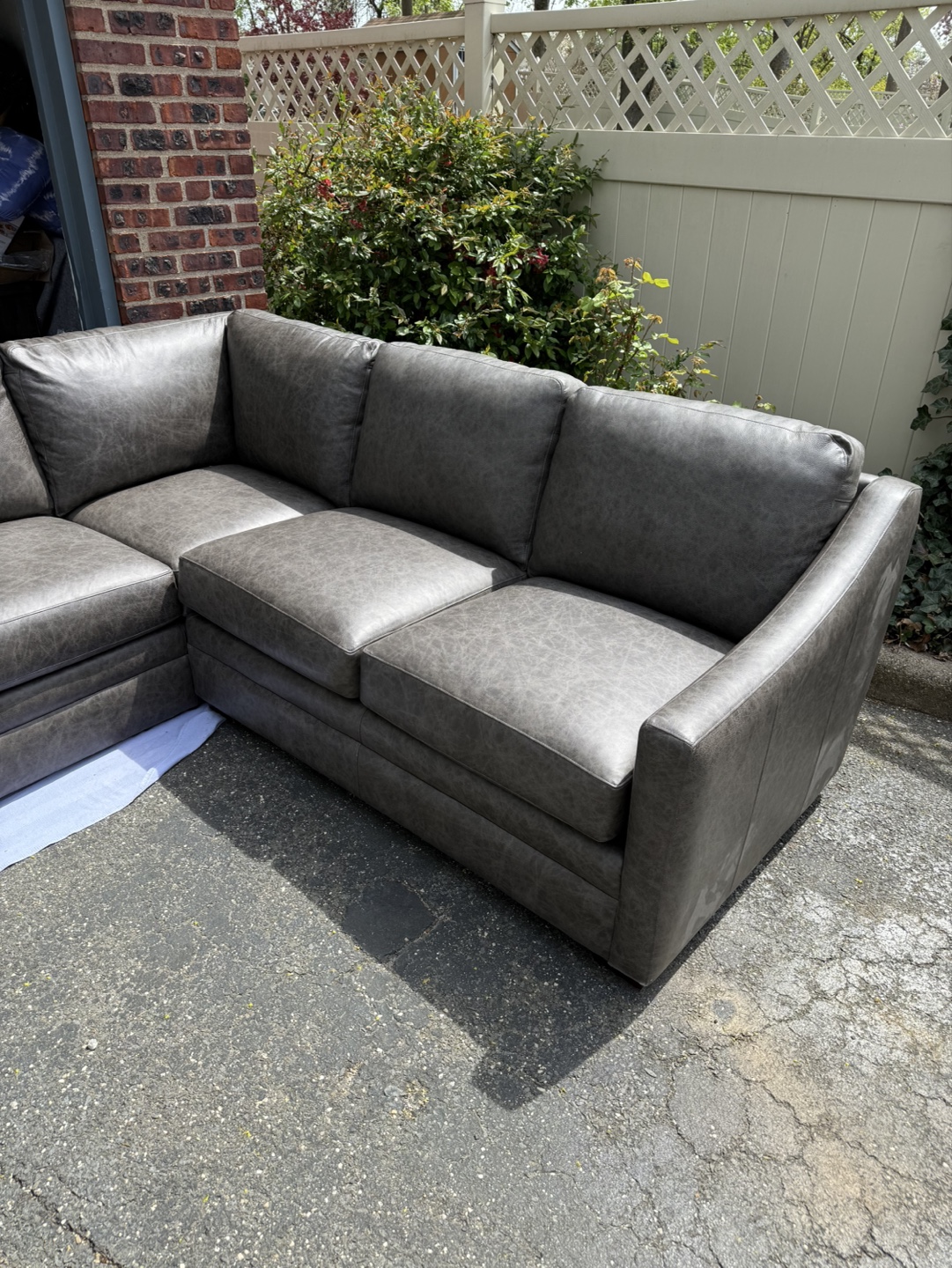 Gray Leather Sectional Sofa - photo 5
