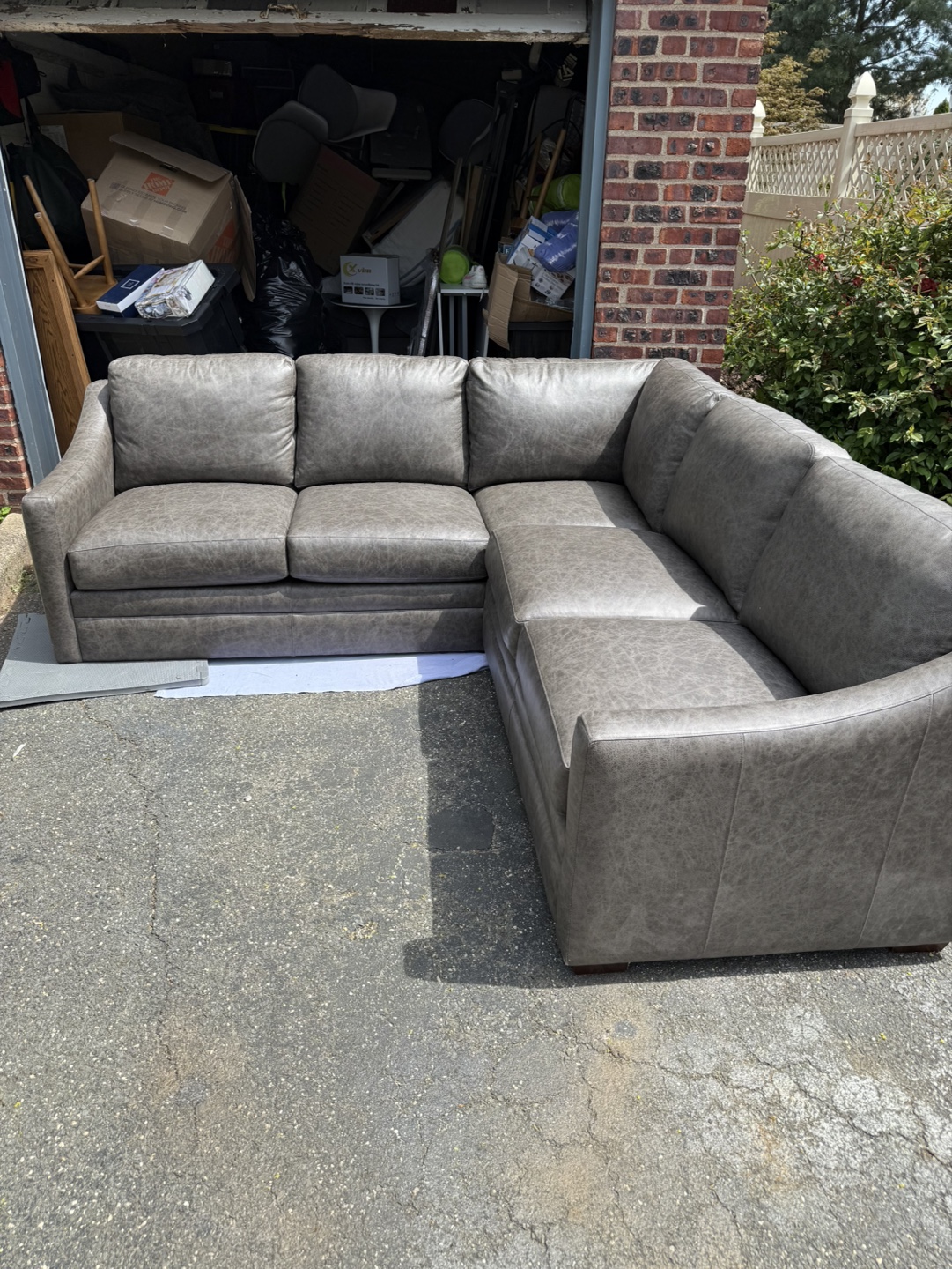 Gray Leather Sectional Sofa