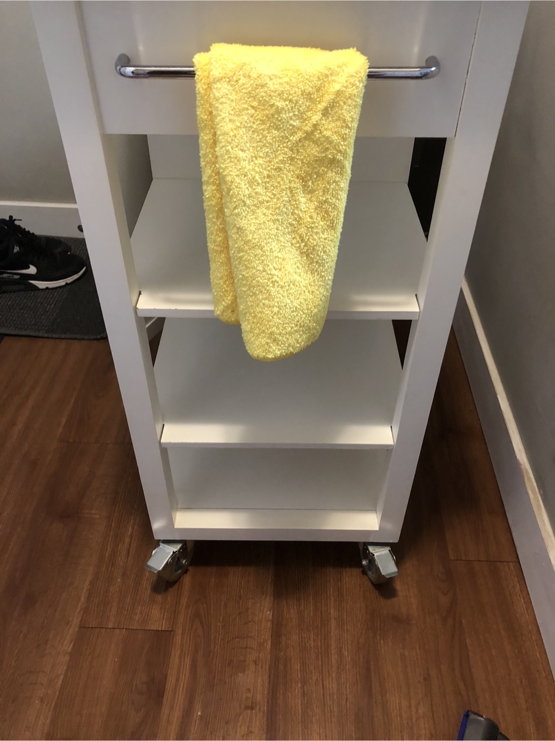 White Kitchen Cart with Butcher Block Top - photo 2