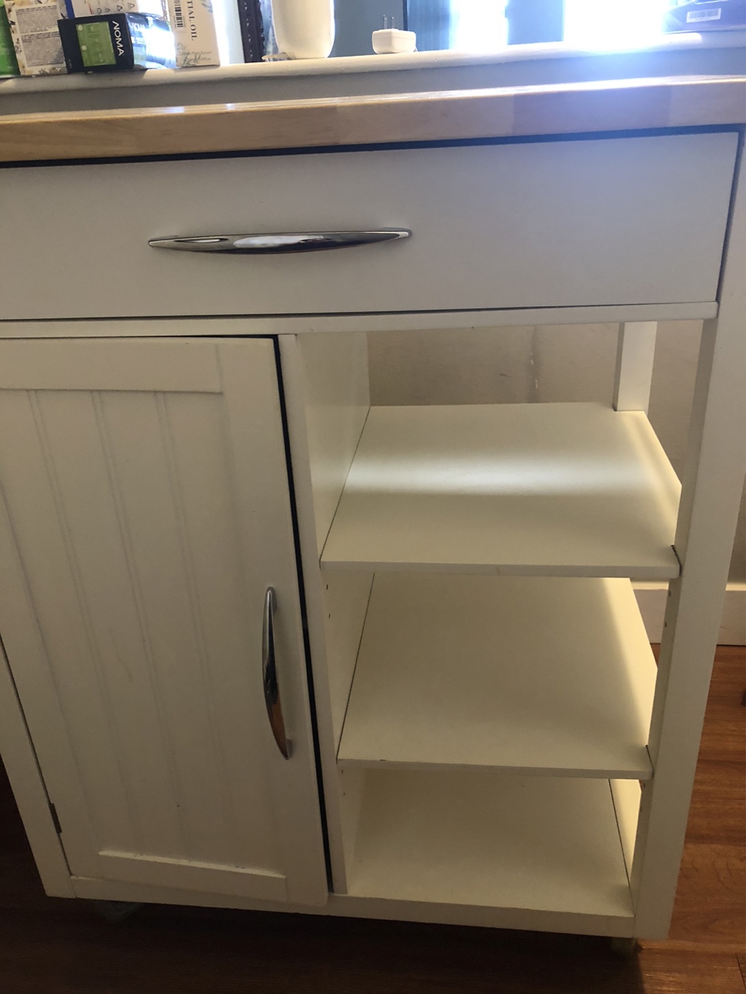White Kitchen Cart with Butcher Block Top - photo 5