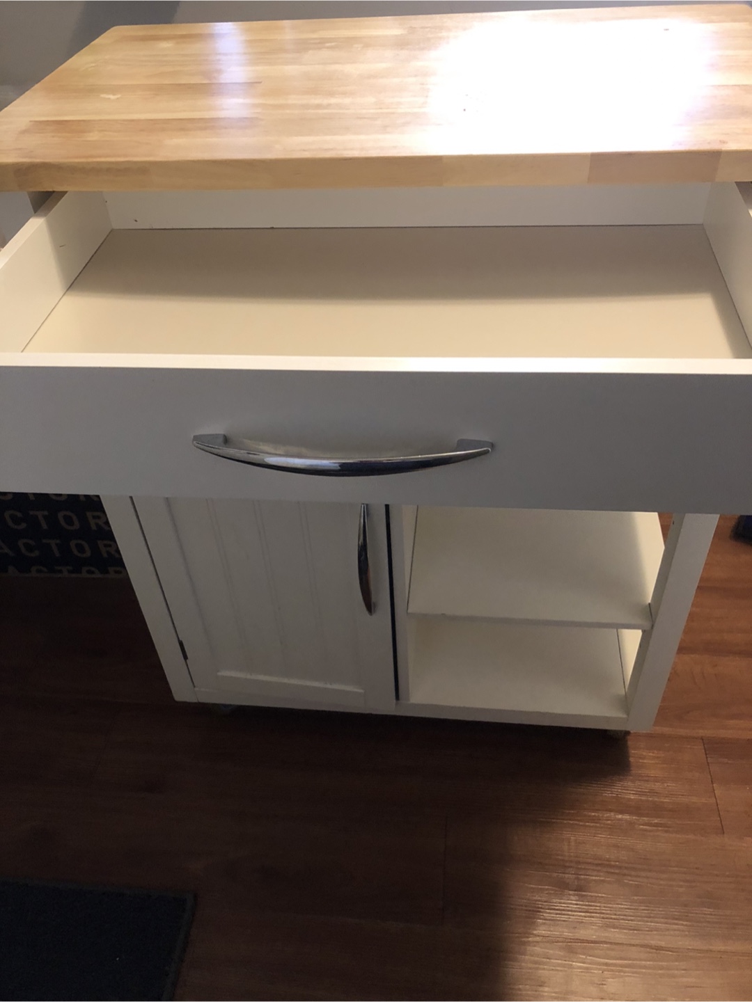 White Kitchen Cart with Butcher Block Top - photo 4