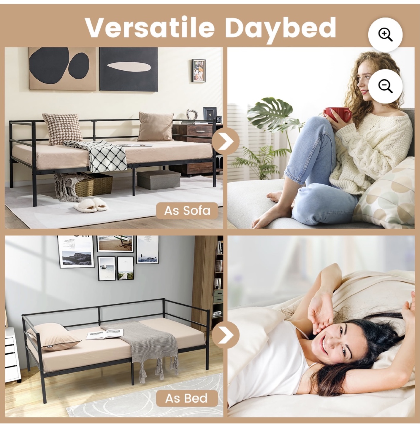 Black Metal Twin Daybed Frame - photo 3
