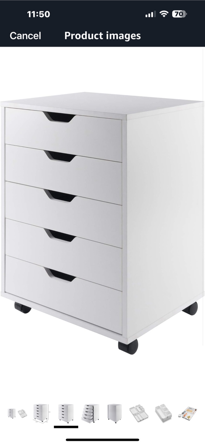Winsome Wood 5-Drawer Mobile Cabinet - White - photo 4
