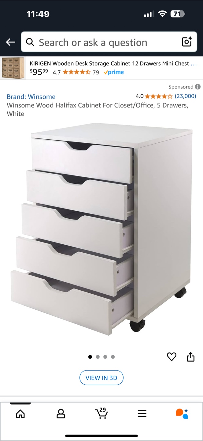 Winsome Wood 5-Drawer Mobile Cabinet - White - photo 2