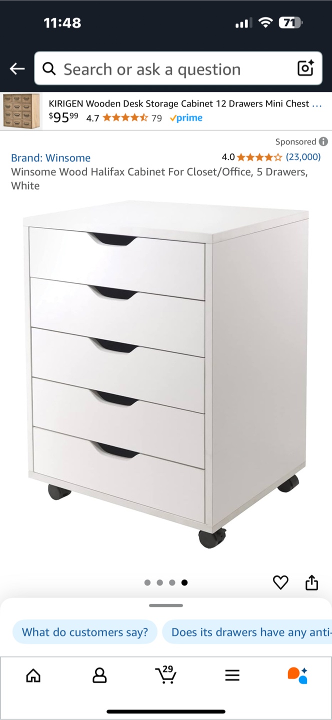 Winsome Wood 5-Drawer Mobile Cabinet - White - photo 5