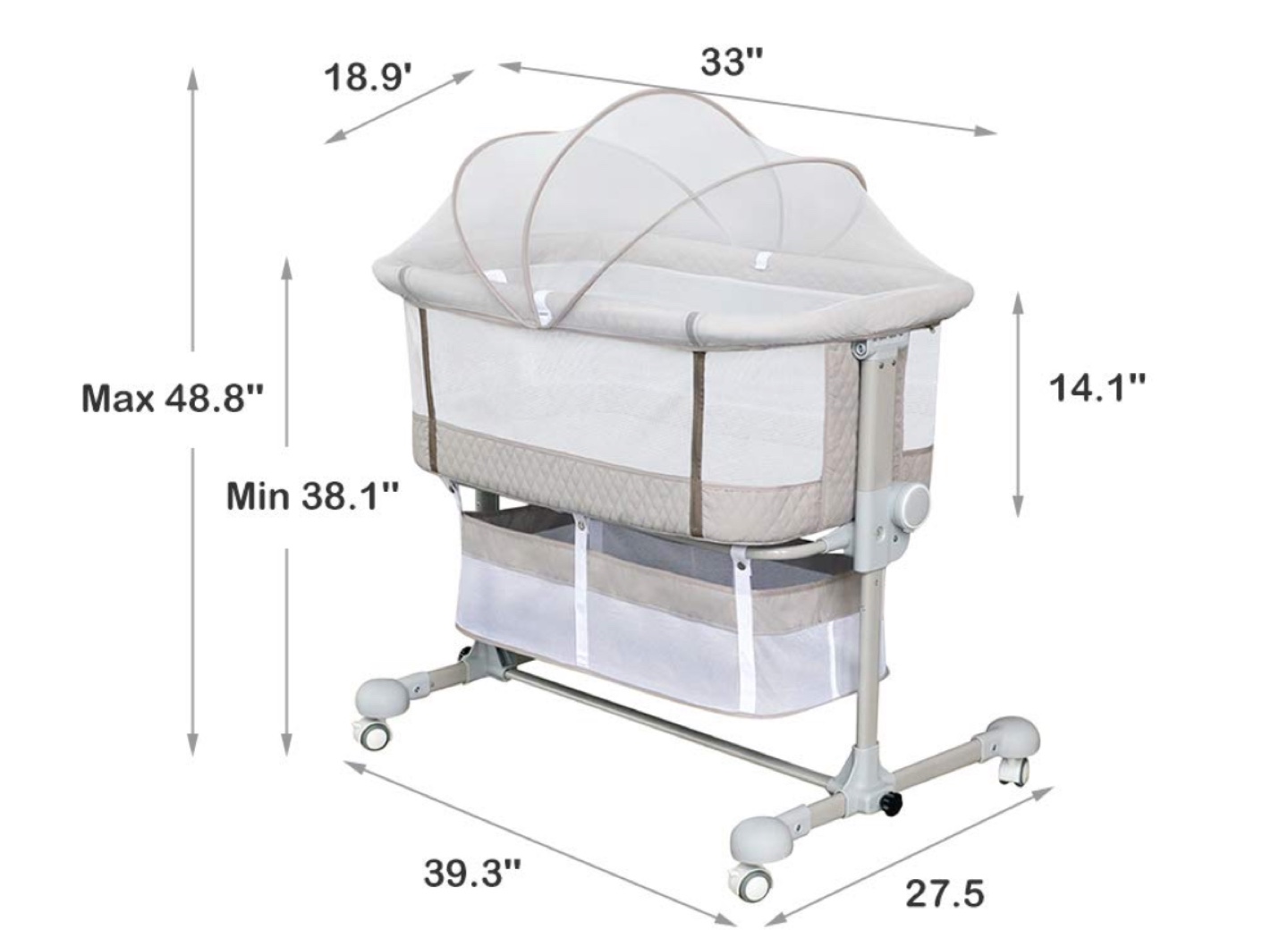 3-in-1 Convertible Baby Bassinet Crib with Mosquito Net - photo 5