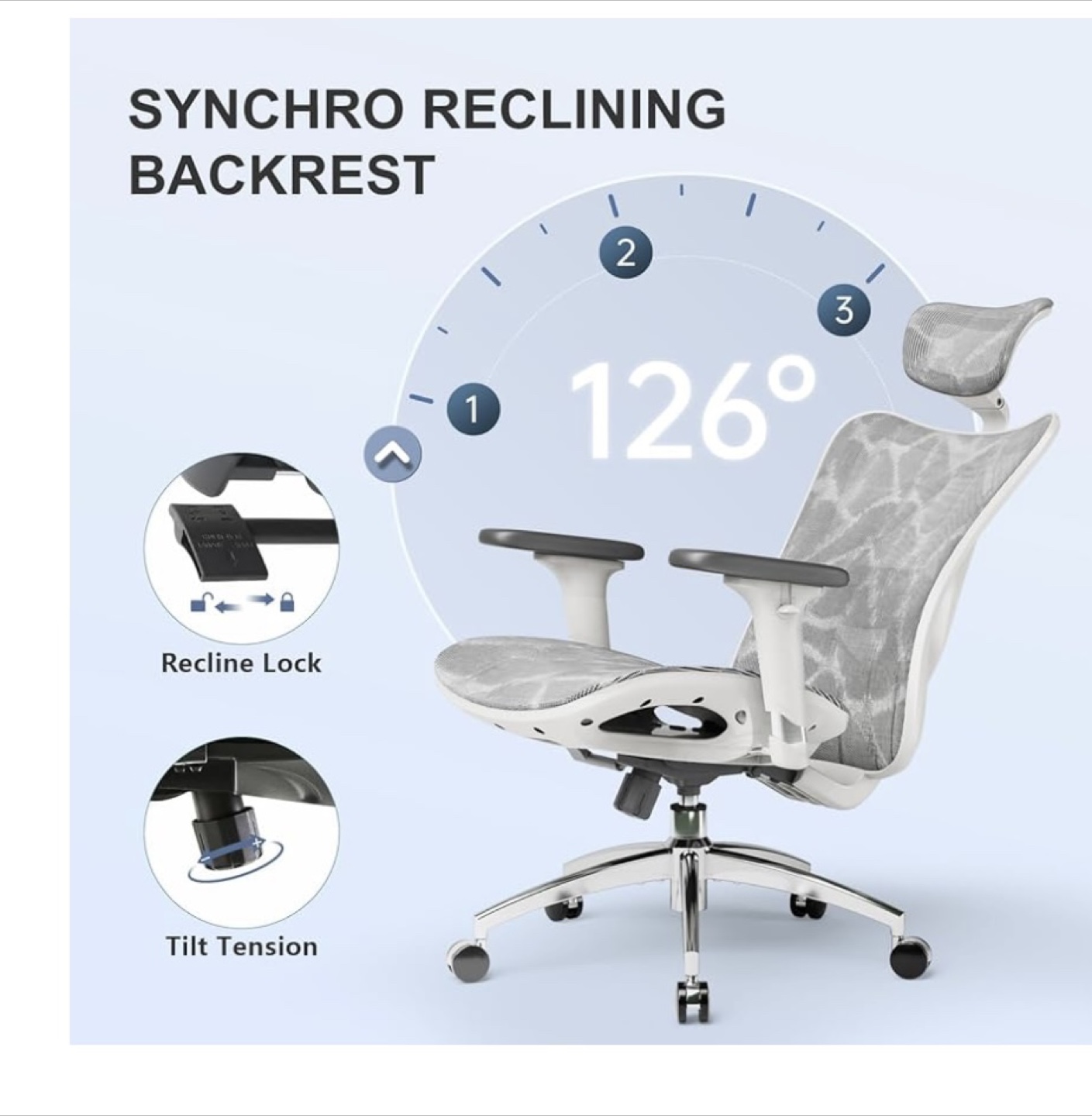 SIHOO Ergonomic Office Chair - White Mesh - photo 2