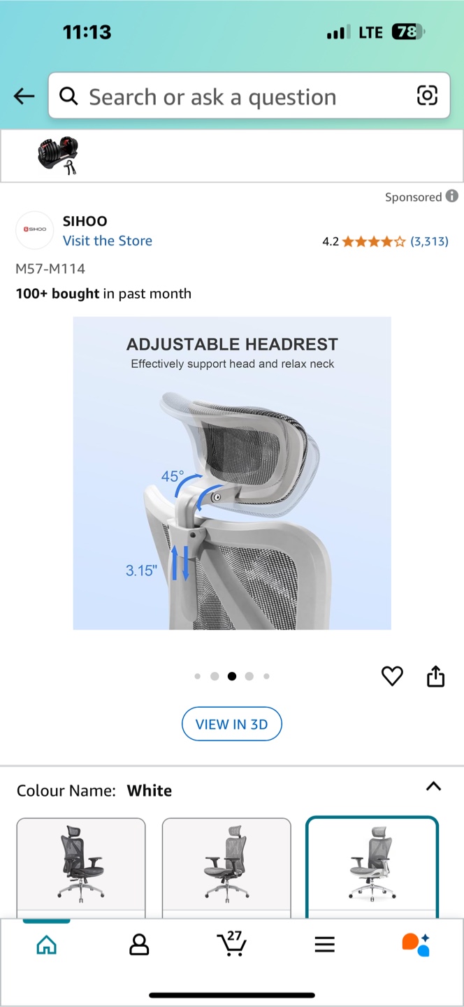 SIHOO Ergonomic Office Chair - White Mesh - photo 5