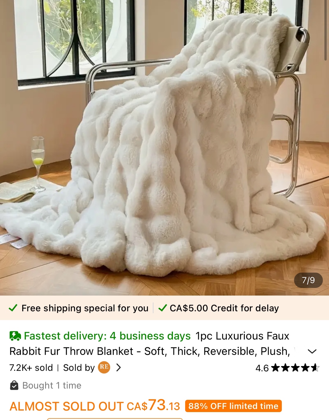 Luxurious Faux Rabbit Fur Throw Blanket - Soft, Plush