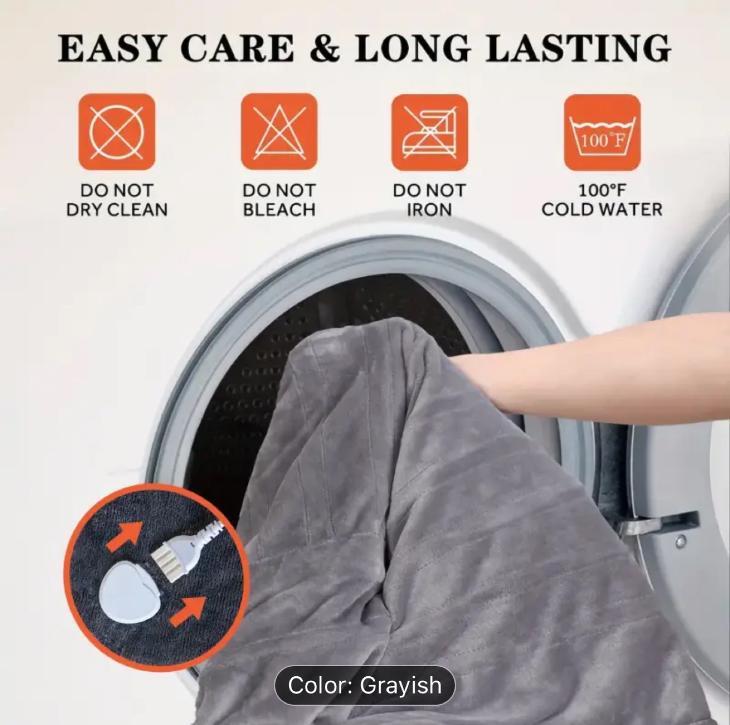 Electric Heated Throw Blanket - Grayish - photo 3