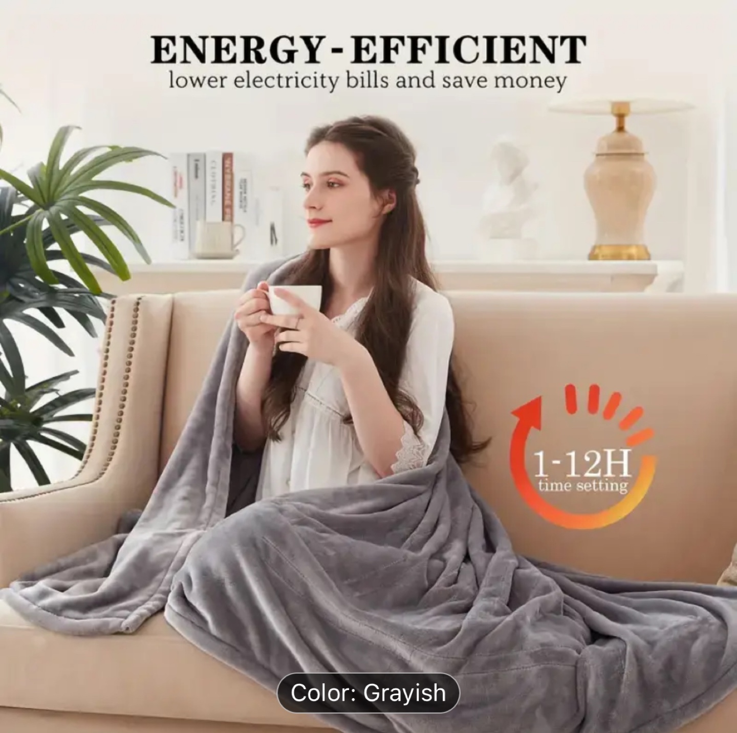 Electric Heated Throw Blanket - Grayish