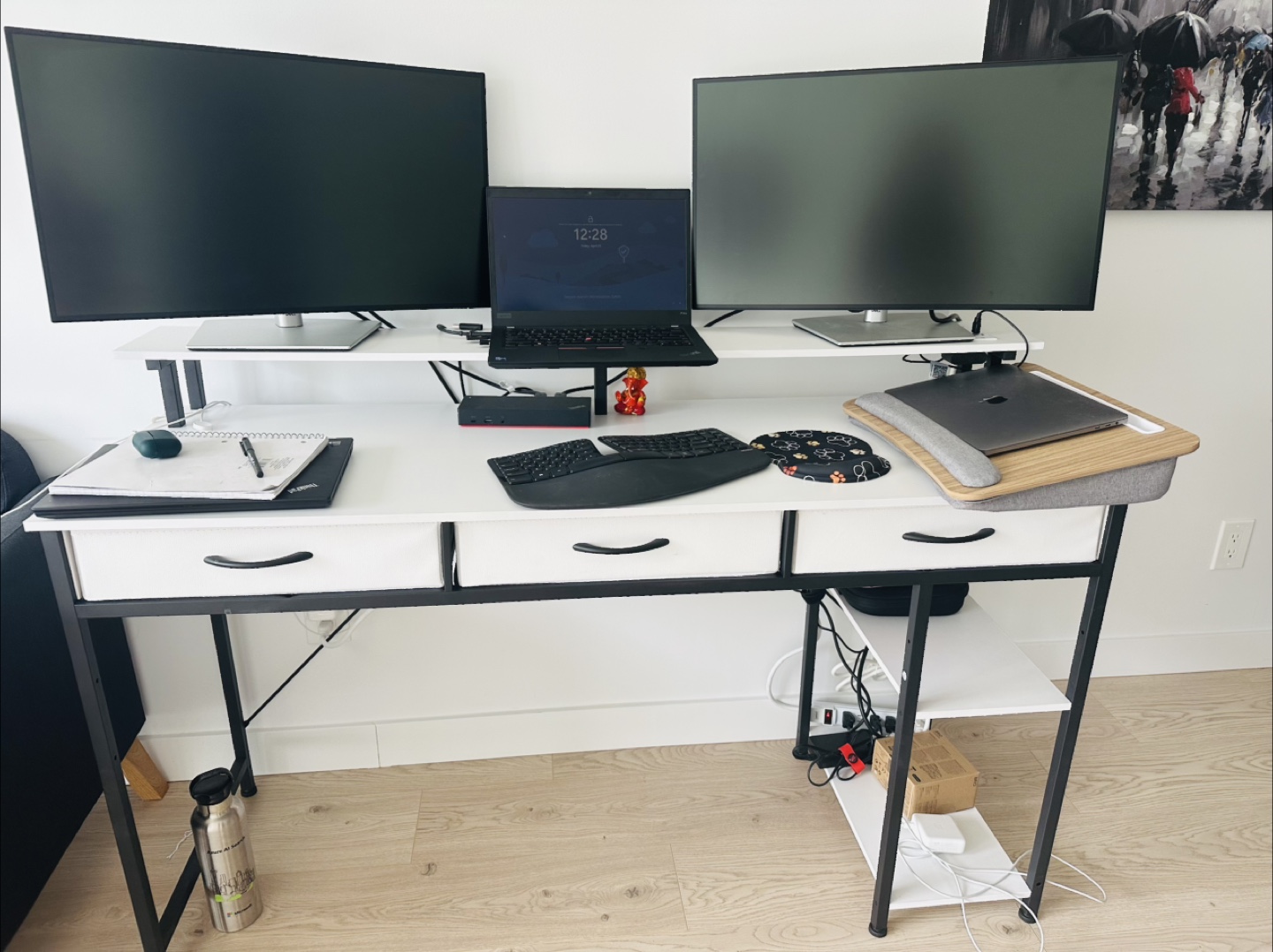 White and Black Computer Desk