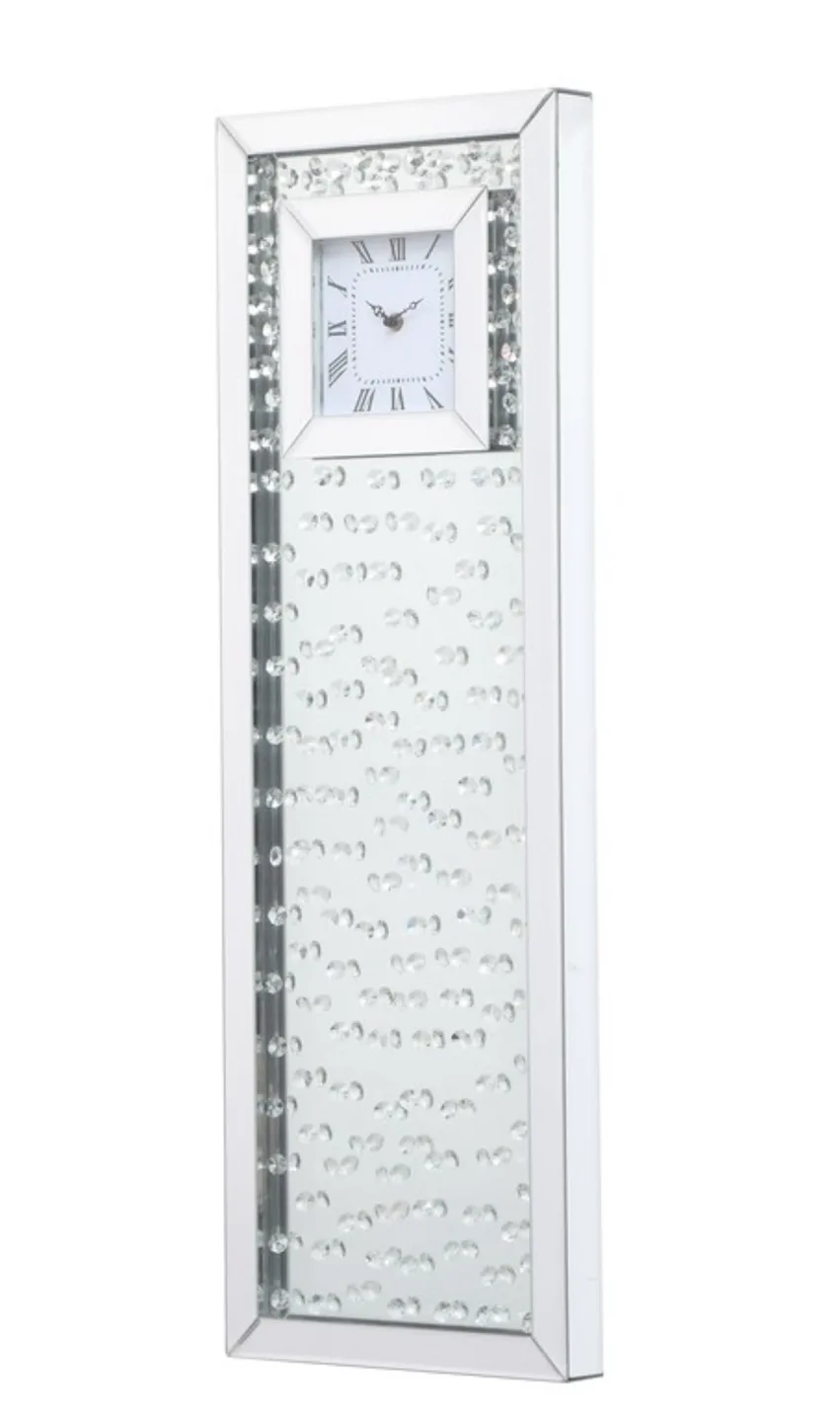 CLOCK- Elegant Crystal-Accented Mirrored Wall Clock thumbnail