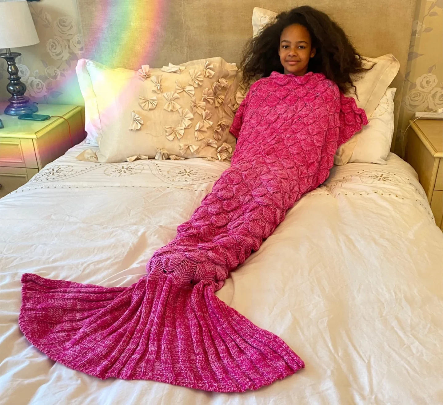 Pink Mermaid Tail Blanket 💚 image indicator(4)