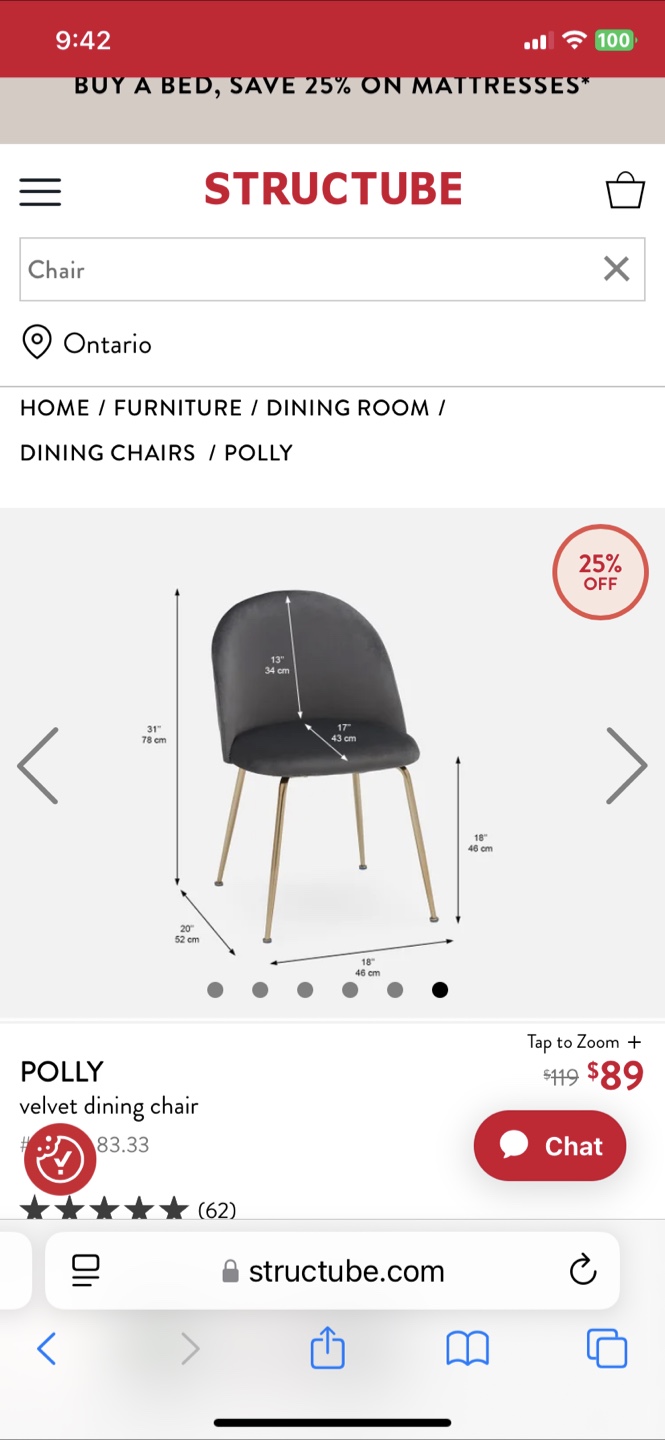Structube Polly Velvet Dining Chair - photo 4