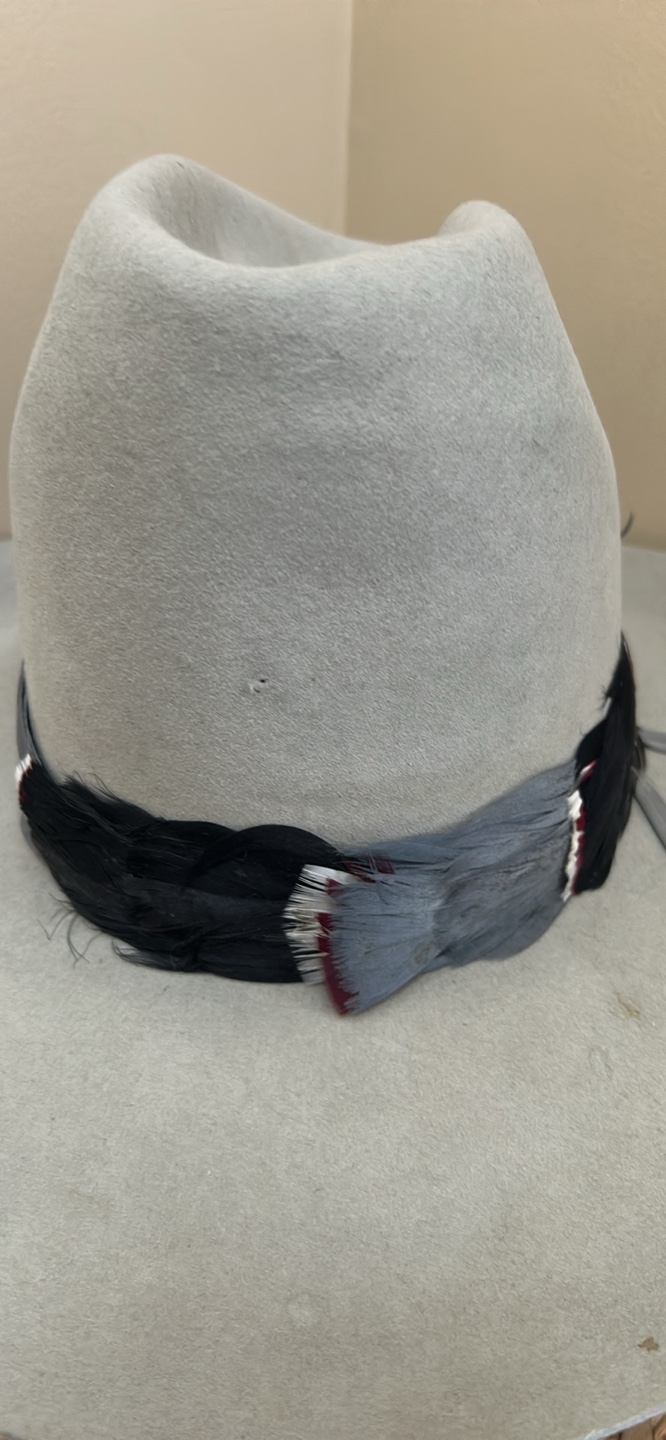 Vintage Grey Cowboy Hat with Feather Band - photo 3