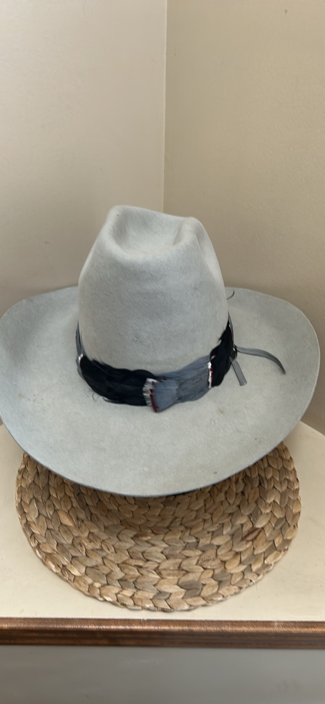 Vintage Grey Cowboy Hat with Feather Band - photo 2