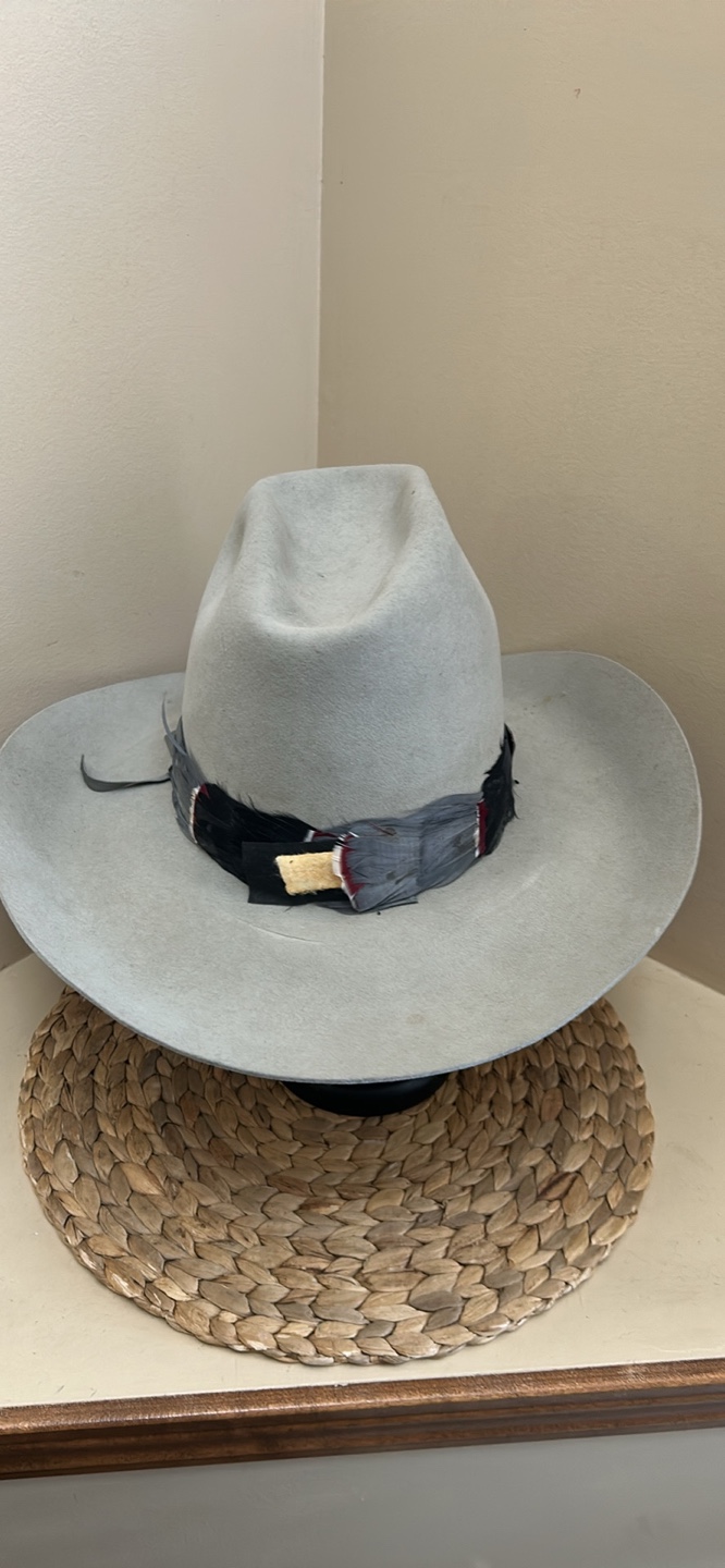Vintage Grey Cowboy Hat with Feather Band - photo 4
